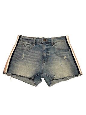Pistola Distressed Denim Shorts With Metallic Side Stripes Size 26